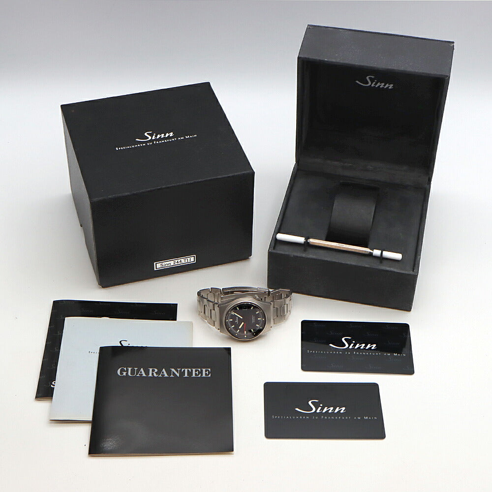 SINN ジン クロノメーター 244.TI.I デイト 200m防水 黒 ブラック Ti チタン メンズ 自動巻き【6ヶ月保証】【腕時計】【中古】