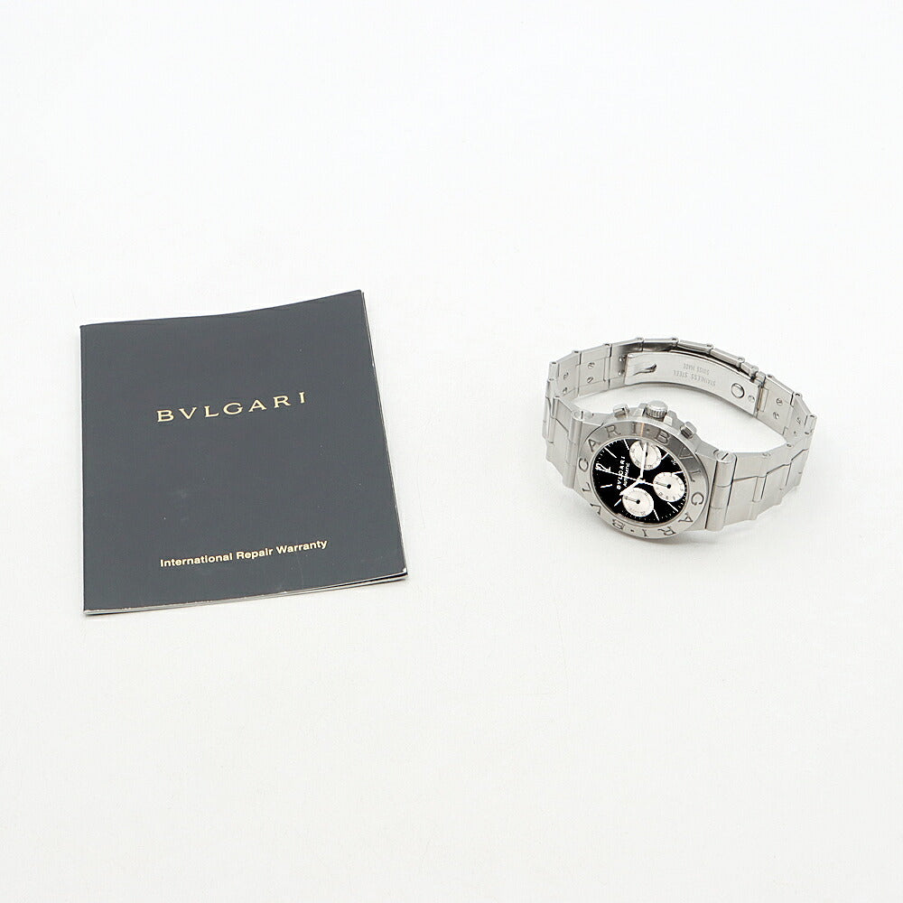 内部点検済 BVLGARI ブルガリ ディアゴノ スポーツ クロノグラフ CH35S デイト 黒 ブラック SS ステンレス メンズ 自動巻き【6ヶ月保証】【腕時計】【中古】