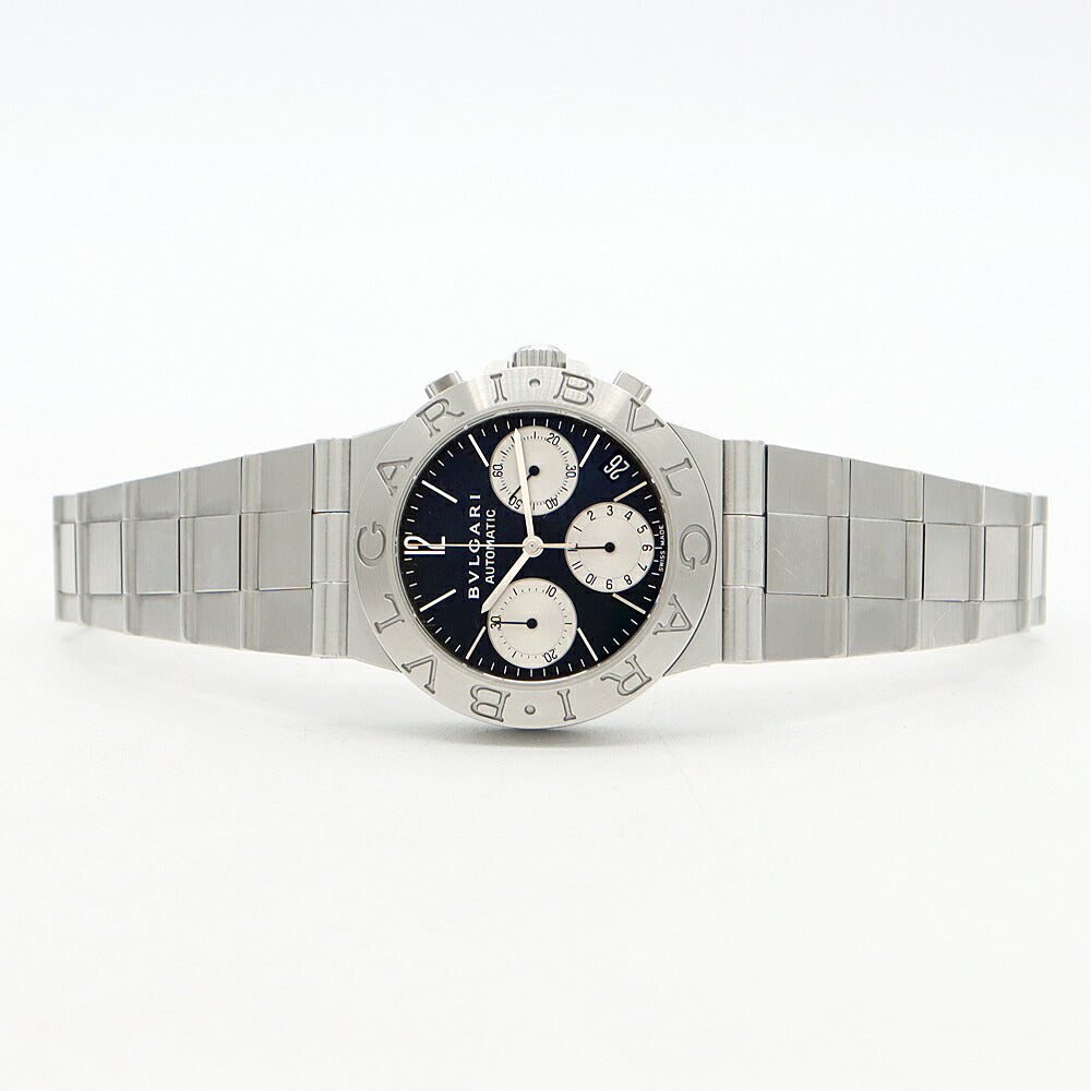 内部点検済 BVLGARI ブルガリ ディアゴノ スポーツ クロノグラフ CH35S デイト 黒 ブラック SS ステンレス メンズ 自動巻き【6ヶ月保証】【腕時計】【中古】