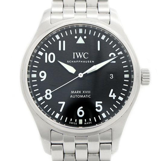 内部点検済 IWC インターナショナルウォッチカンパニー パイロットウォッチ マークXVIII IW327011 デイト 60m防水 黒 ブラック SS ステンレス メンズ 自動巻き マーク18【6ヶ月保証】【腕時計】【中古】