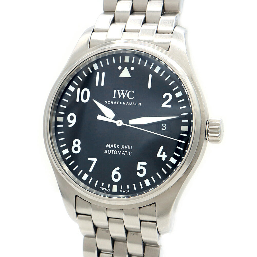 内部点検済 IWC インターナショナルウォッチカンパニー パイロットウォッチ マークXVIII IW327011 デイト 60m防水 黒 ブラック SS ステンレス メンズ 自動巻き マーク18【6ヶ月保証】【腕時計】【中古】
