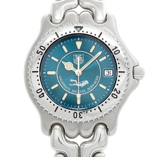 電池交換済 TAG Heuer タグホイヤー ガラパゴス モルディブ ボラボラ 2000本限定 WG111K デイト 200m防水 エメラルドグリーン SS ステンレス メンズ クォーツ【6ヶ月保証】【腕時計】【中古】