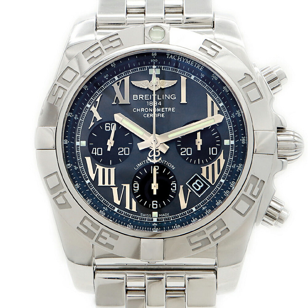 BREITLING ブライトリング クロノマット44 日本限定500本 AB0111 クロノグラフ デイト 200m防水 裏スケ 黒 ブラックシェル SS ステンレス メンズ 自動巻き【6ヶ月保証】【腕時計】【中古】