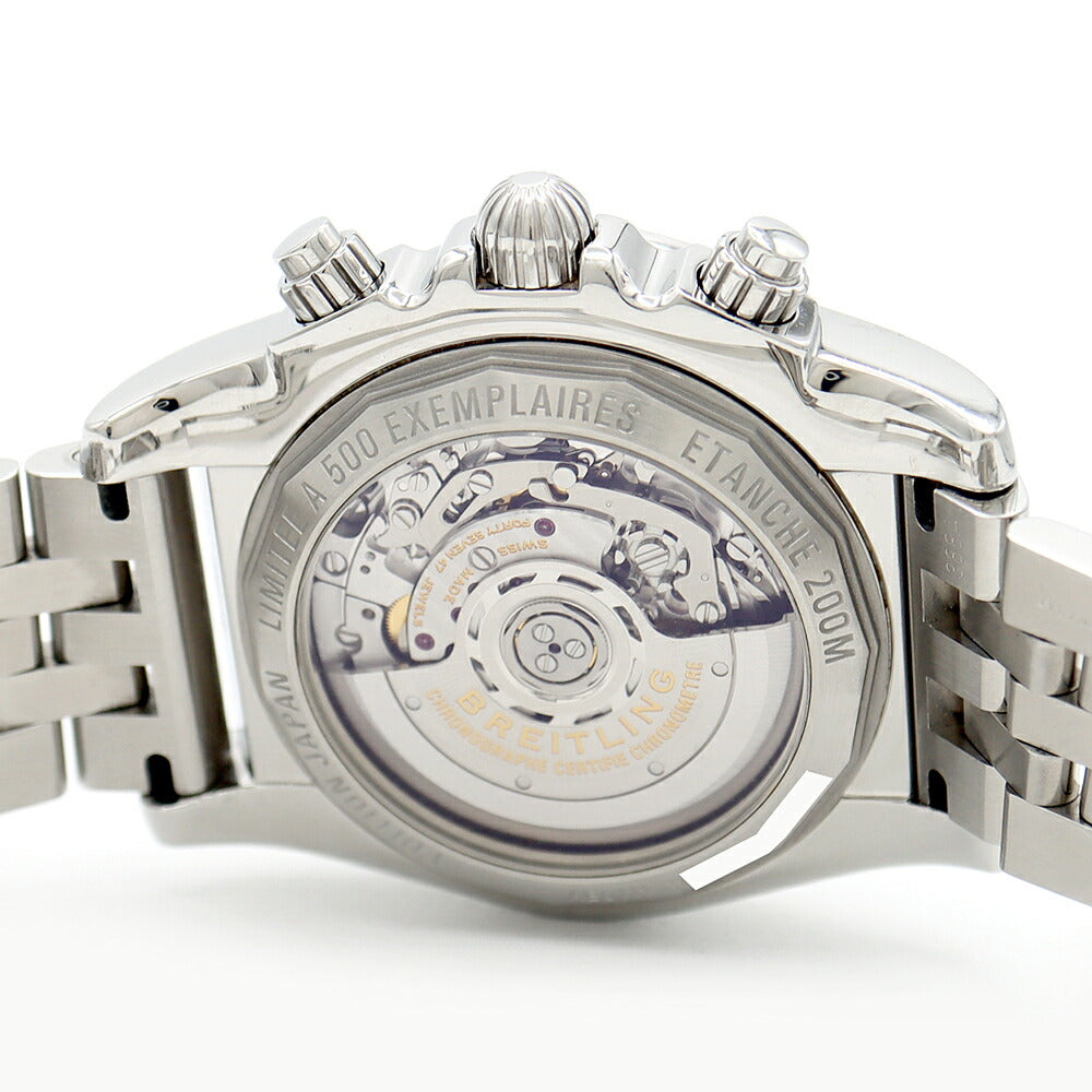 BREITLING ブライトリング クロノマット44 日本限定500本 AB0111 クロノグラフ デイト 200m防水 裏スケ 黒 ブラックシェル SS ステンレス メンズ 自動巻き【6ヶ月保証】【腕時計】【中古】