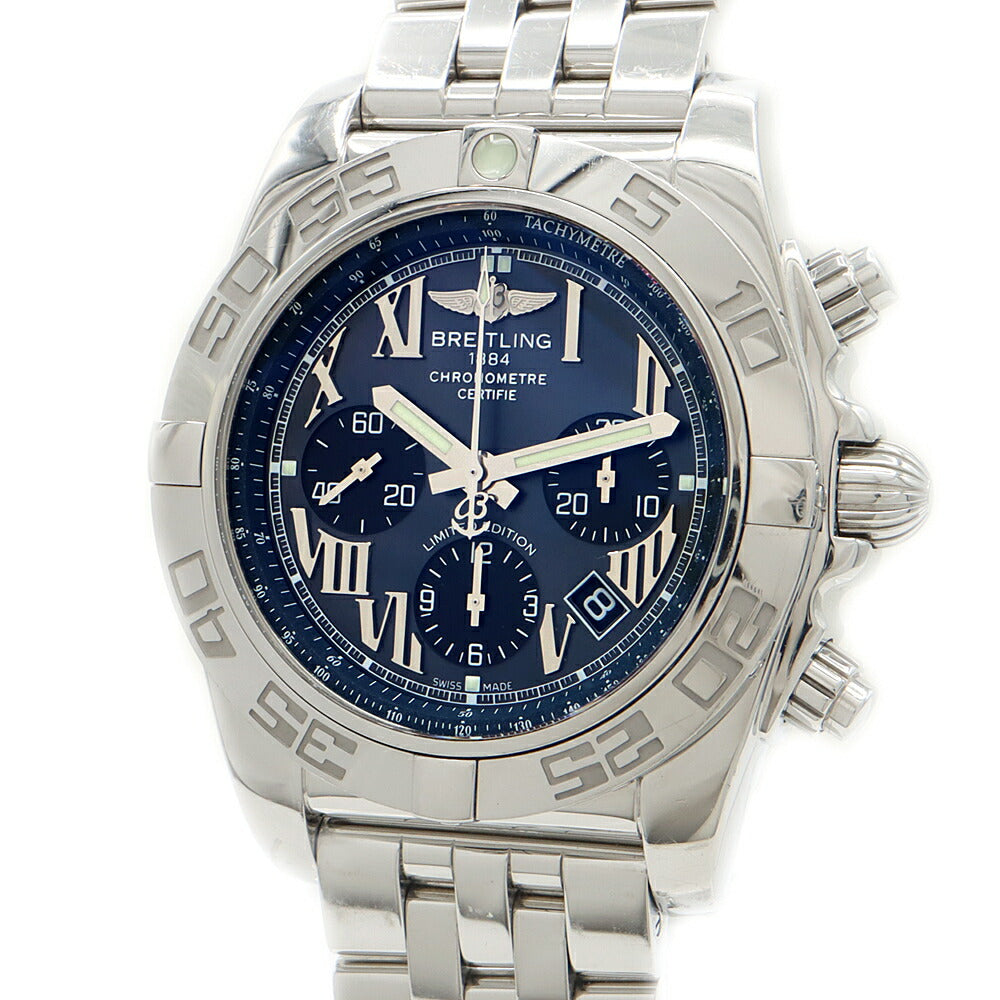 BREITLING ブライトリング クロノマット44 日本限定500本 AB0111 クロノグラフ デイト 200m防水 裏スケ 黒 ブラックシェル SS ステンレス メンズ 自動巻き【6ヶ月保証】【腕時計】【中古】