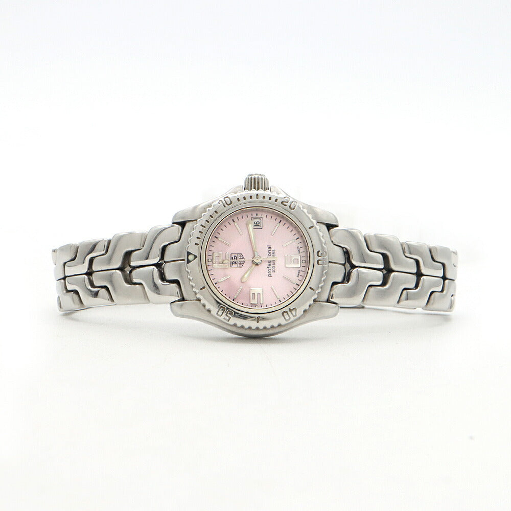 電池交換済 TAG Heuer タグホイヤー リンク プロフェッショナル WT141F デイト 200m防水 ピンクシェル SS ステンレス レディース クォーツ【6ヶ月保証】【腕時計】【中古】