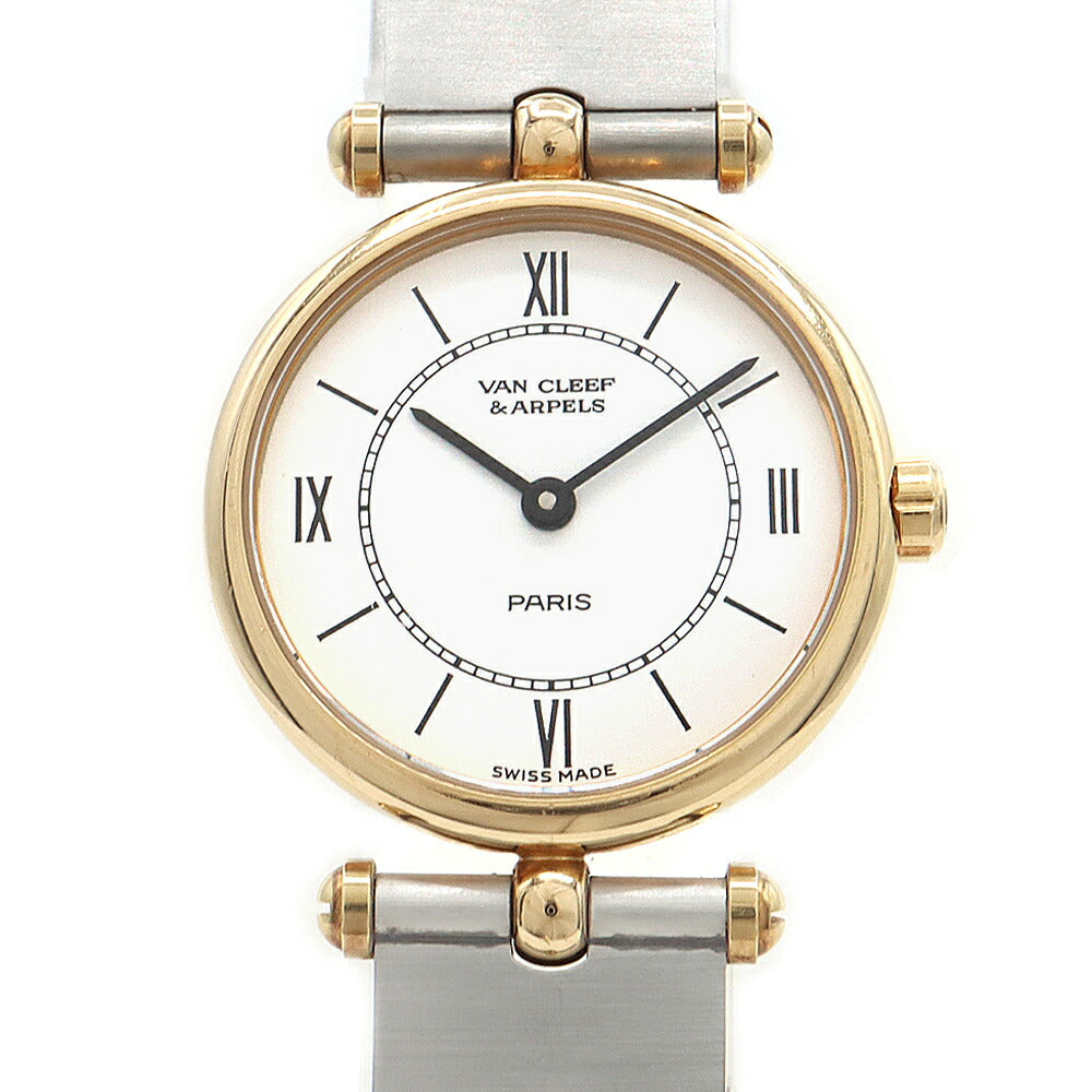 電池交換済 VanCleef&Arppels ヴァンクリーフ＆アーペル クラシック 43601BB4 白 ホワイト YG イエローゴールド SS ステンレス コンビ レディース クォーツ【6ヶ月保証】【腕時計】【中古】