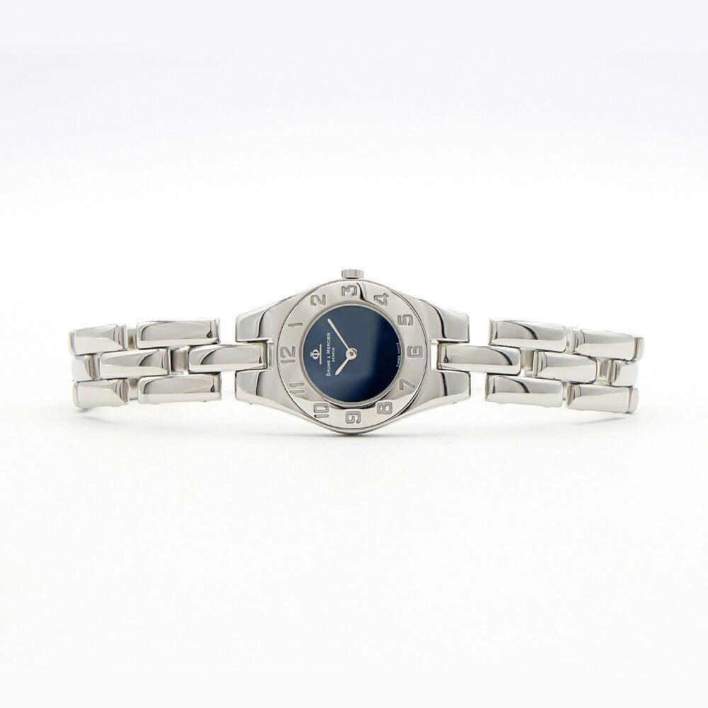 電池交換済 BAUME＆MERCIER ボーム&メルシェ リネア MV045162 紺 ネイビー SS ステンレス レディース クォーツ 【6ヶ月保証】【腕時計】【中古】