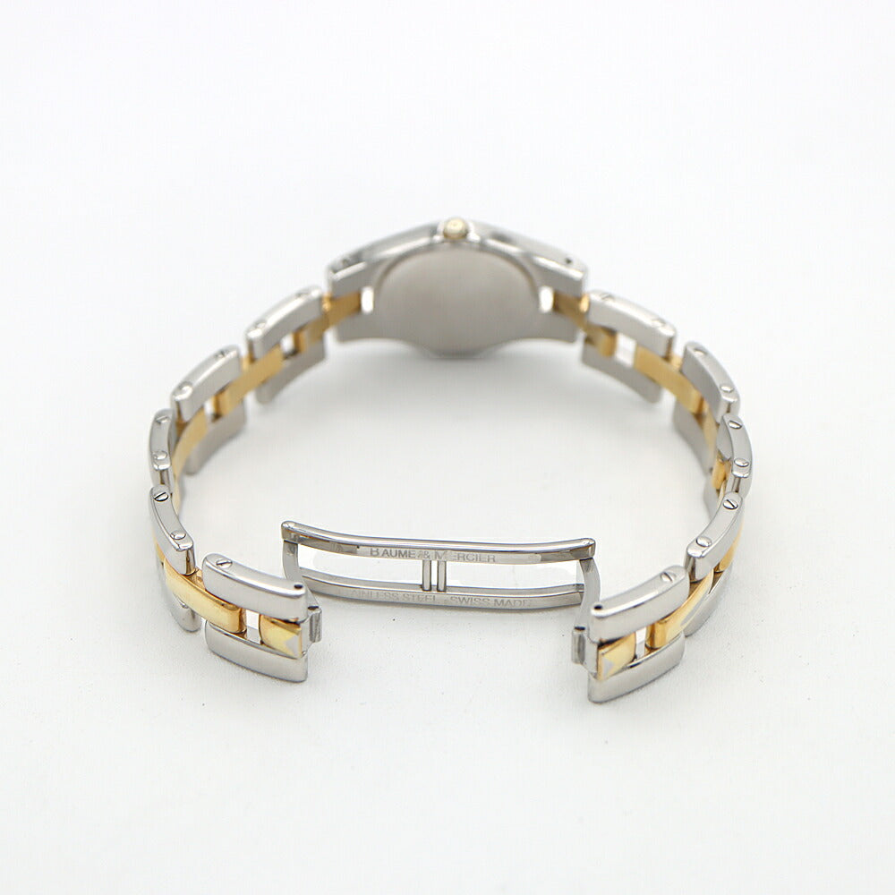 電池交換済 BAUME＆MERCIER ボーム&メルシェ リネア MV045203 白 ホワイトシェル YGP イエローゴールド SS ステンレス レディース クォーツ【6ヶ月保証】【腕時計】【中古】