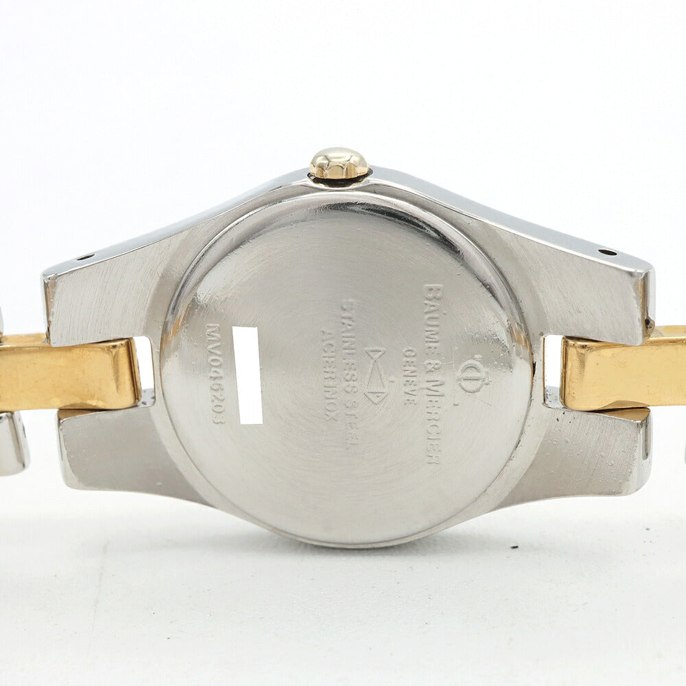 電池交換済 BAUME＆MERCIER ボーム&メルシェ リネア MV045203 白 ホワイトシェル YGP イエローゴールド SS ステンレス レディース クォーツ【6ヶ月保証】【腕時計】【中古】