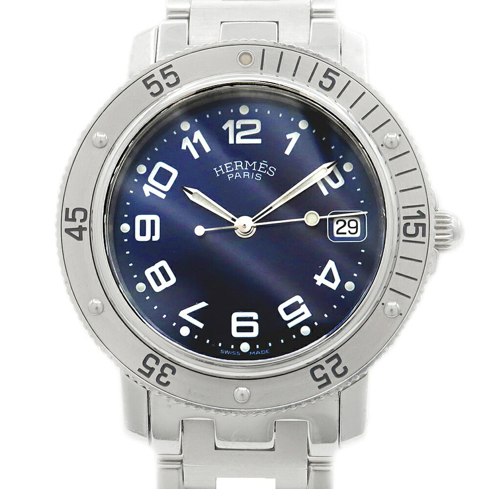 電池交換済 HERMES エルメス クリッパー ダイバー CL7.710 デイト 200m防水 青 ブルー SS ステンレス メンズ クォーツ【6ヶ月保証】【腕時計】【中古】