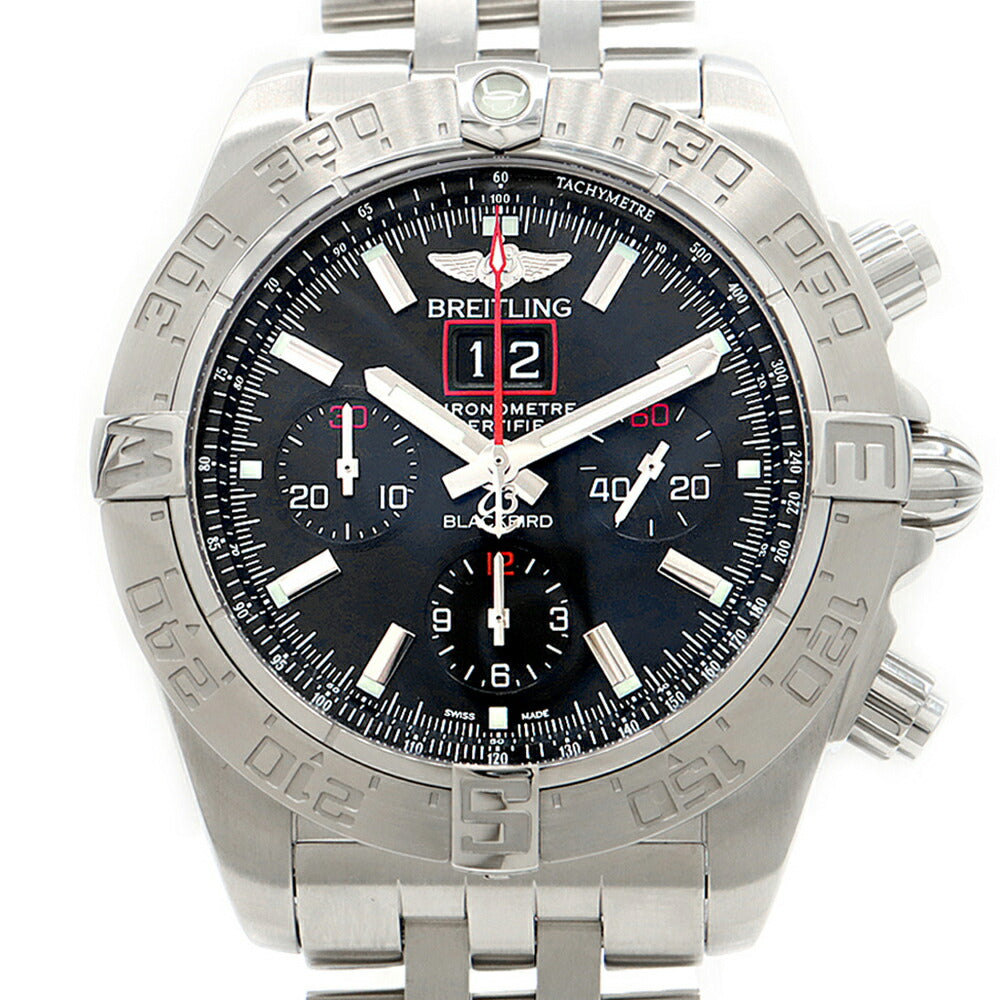 内部点検済 BREITLING ブライトリング クロノマット ブラックバード 2000本限定 A44360 クロノグラフ ビッグデイト 300m防水 黒 ブラック SS ステンレス メンズ 自動巻き【6ヶ月保証】【腕時計】【中古】