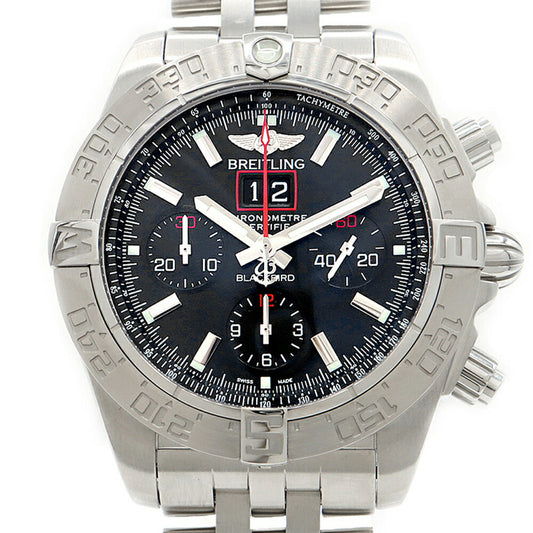 Internally inspected BREITLING Chronomat Blackbird Limited to 2000 A44360 Chronograph Big Date 300m Water Resistant Black SS Stainless Steel Men's Automatic Winding [6 Month Warranty] [Watch] [Used]