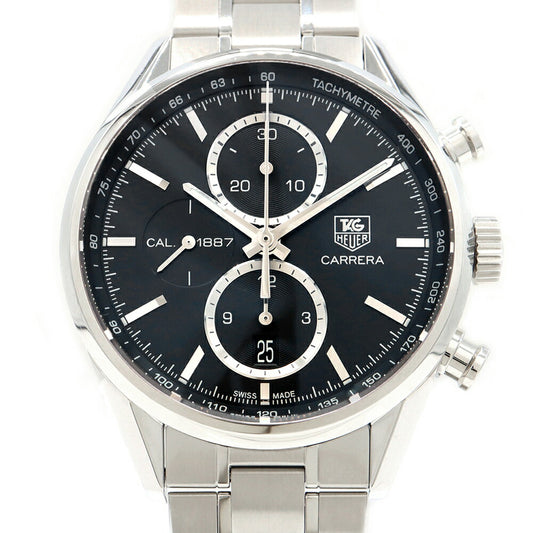 TAG Heuer タグホイヤー カレラ キャリバー1887 クロノグラフ CAR2110 BA0720 デイト 100m防水 裏スケ 黒 ブラック SS ステンレス メンズ 自動巻き【6ヶ月保証】【腕時計】【中古】