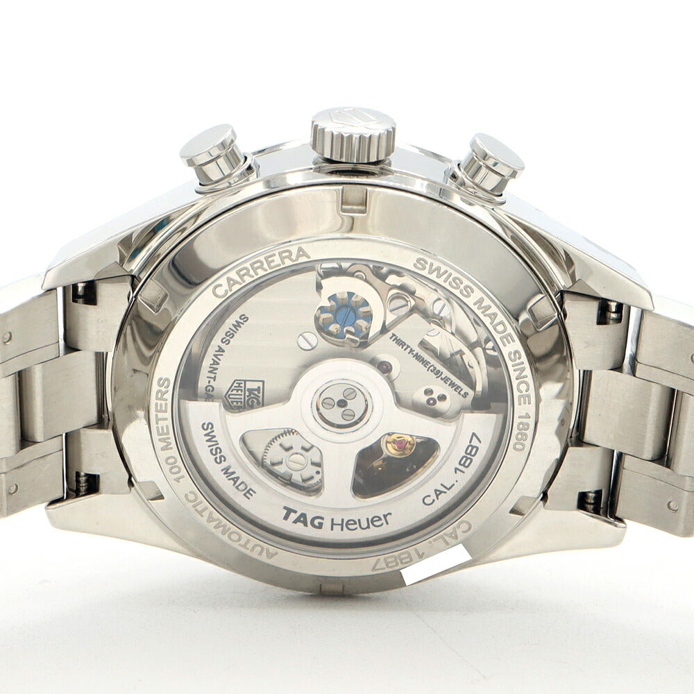 TAG Heuer タグホイヤー カレラ キャリバー1887 クロノグラフ CAR2110 BA0720 デイト 100m防水 裏スケ 黒 ブラック SS ステンレス メンズ 自動巻き【6ヶ月保証】【腕時計】【中古】