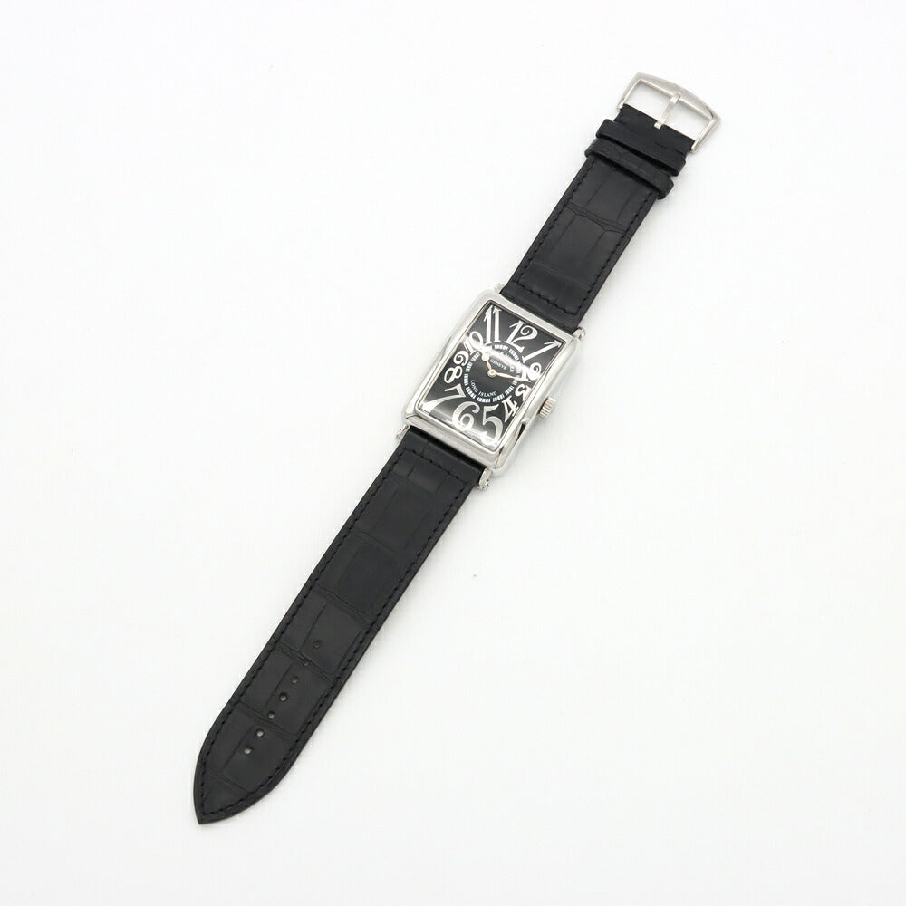 電池交換済 FRANCK MULLER フランクミュラー ロングアイランド レリーフ 1002QZ REL 黒 ブラック SS ステンレス 純正ベルト 純正尾錠 メンズ クォーツ【6ヶ月保証】【中古】【腕時計】