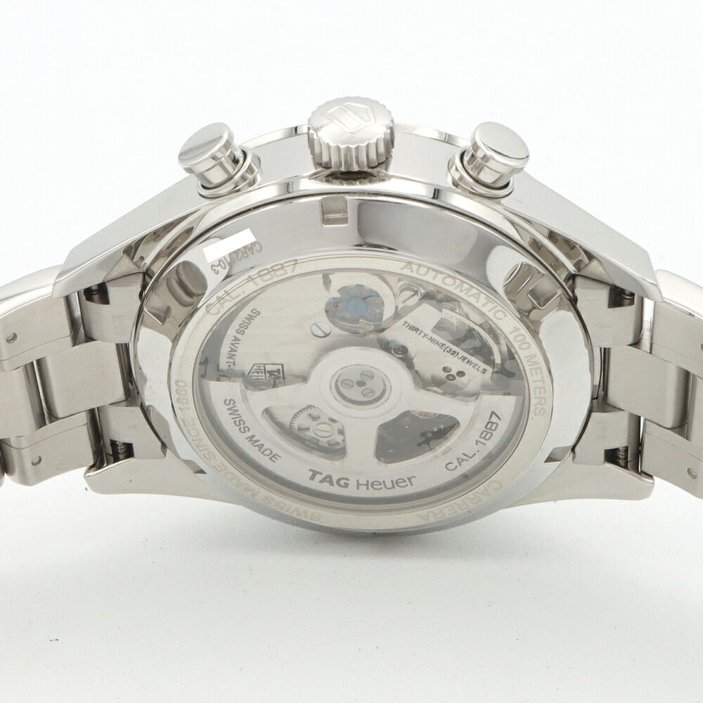 TAG Heuer タグホイヤー カレラ キャリバー1887 クロノグラフ CAR2110 デイト 100m防水 裏スケ 黒 ブラック SS ステンレス メンズ 自動巻き【6ヶ月保証】【腕時計】【中古】