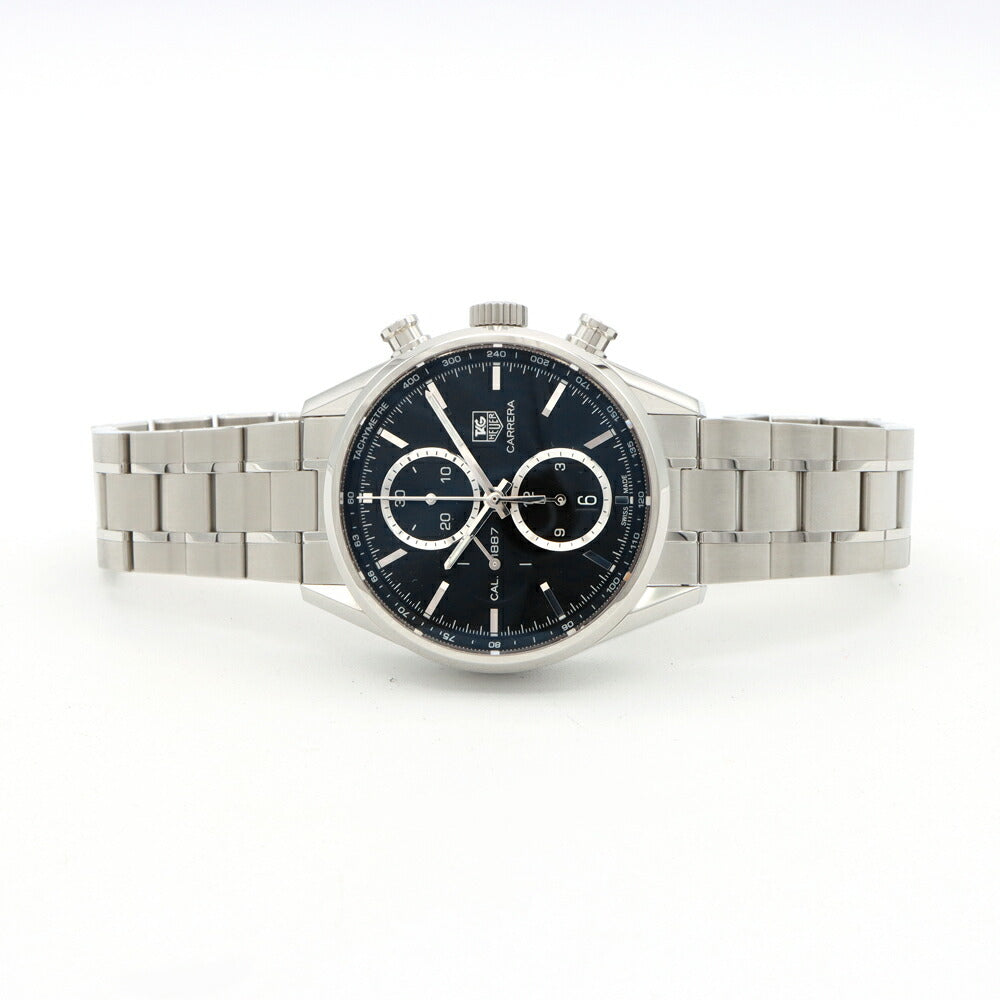 TAG Heuer タグホイヤー カレラ キャリバー1887 クロノグラフ CAR2110 デイト 100m防水 裏スケ 黒 ブラック SS ステンレス メンズ 自動巻き【6ヶ月保証】【腕時計】【中古】