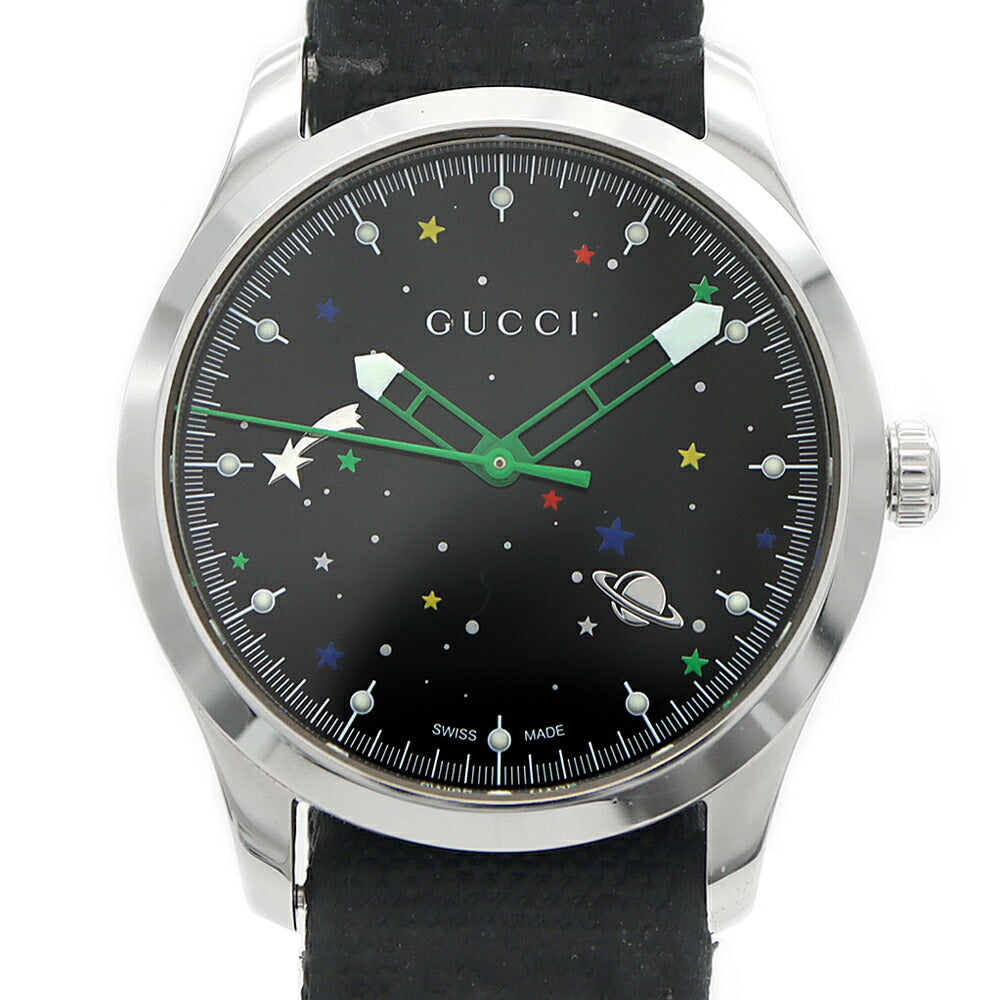 電池交換済 GUCCI グッチ Gタイムレス 126.4 50m防水 黒 ブラック SS ステンレス 純正ベルト 純正尾錠 メンズ レディース ボーイズ クォーツ【6ヶ月保証】【腕時計】【中古】