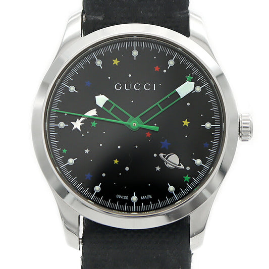 電池交換済 GUCCI グッチ Gタイムレス 126.4 50m防水 黒 ブラック SS ステンレス 純正ベルト 純正尾錠 メンズ レディース ボーイズ クォーツ【6ヶ月保証】【腕時計】【中古】