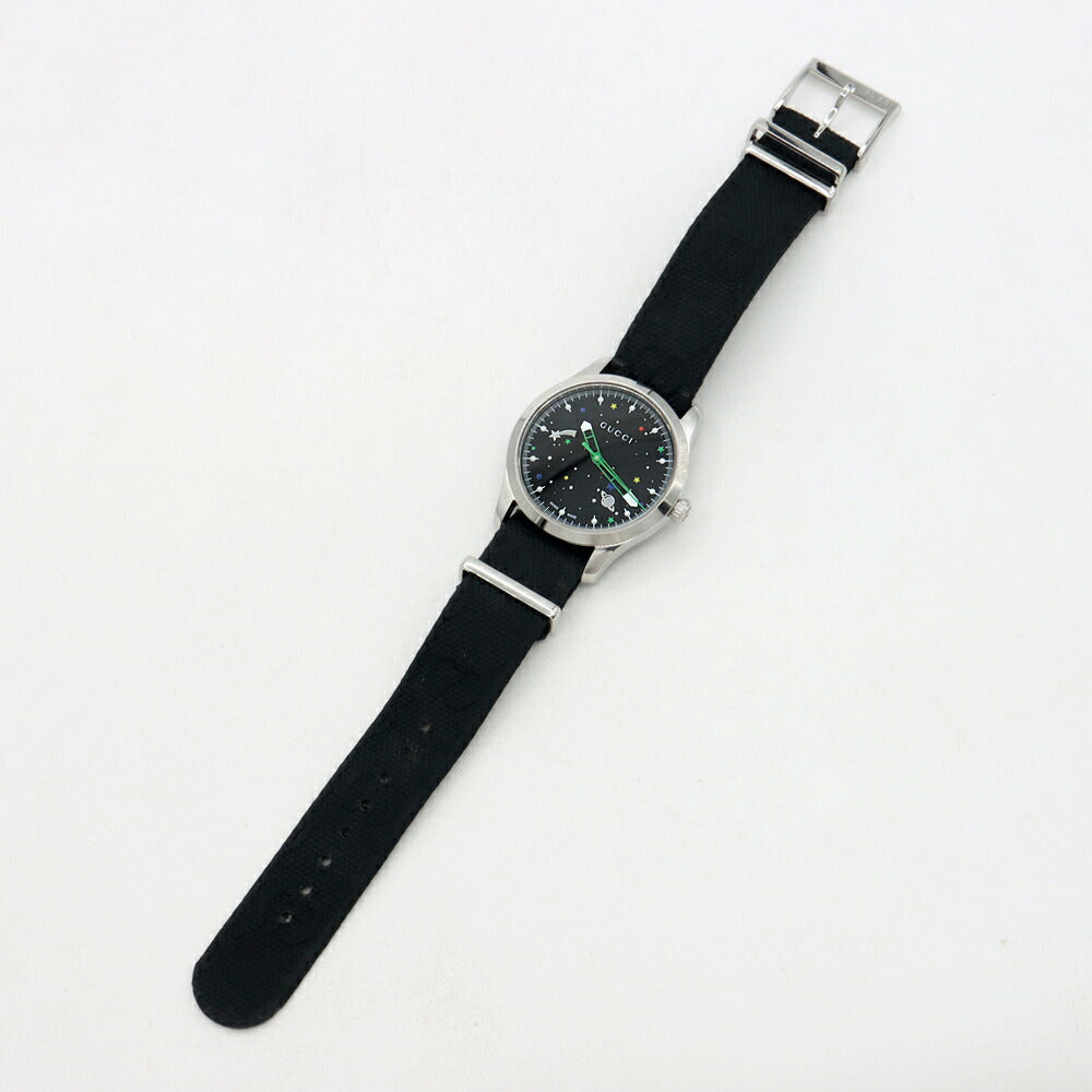 電池交換済 GUCCI グッチ Gタイムレス 126.4 50m防水 黒 ブラック SS ステンレス 純正ベルト 純正尾錠 メンズ レディース ボーイズ クォーツ【6ヶ月保証】【腕時計】【中古】