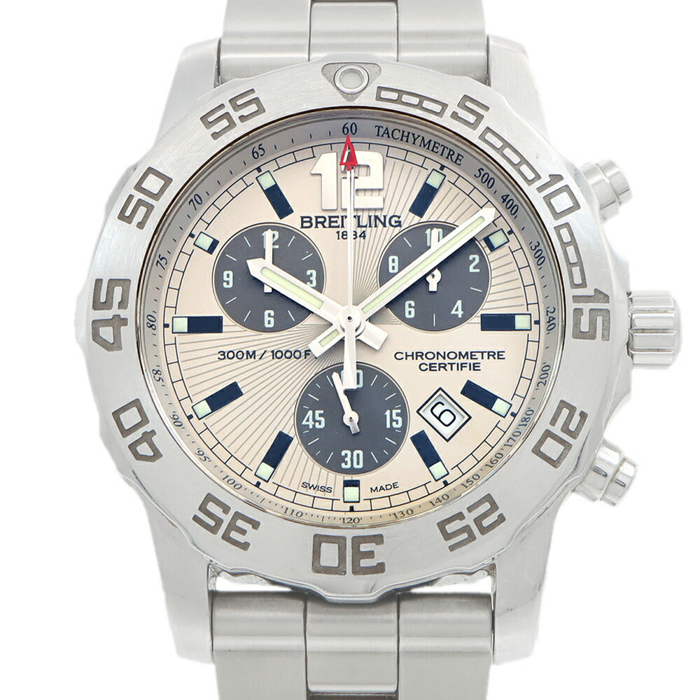 電池交換済 BREITLING ブライトリング コルト クロノグラフ II A73387 デイト 300m防水 ベージュ SS ステンレス メンズ クォーツ【6ヶ月保証】【腕時計】【中古】