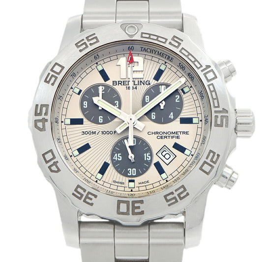 電池交換済 BREITLING ブライトリング コルト クロノグラフ II A73387 デイト 300m防水 ベージュ SS ステンレス メンズ クォーツ【6ヶ月保証】【腕時計】【中古】