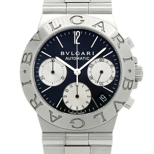 BVLGARI ブルガリ ディアゴノ スポーツ クロノグラフ CH35S デイト 黒 ブラック SS ステンレス メンズ 自動巻き【6ヶ月保証】【腕時計】【中古】
