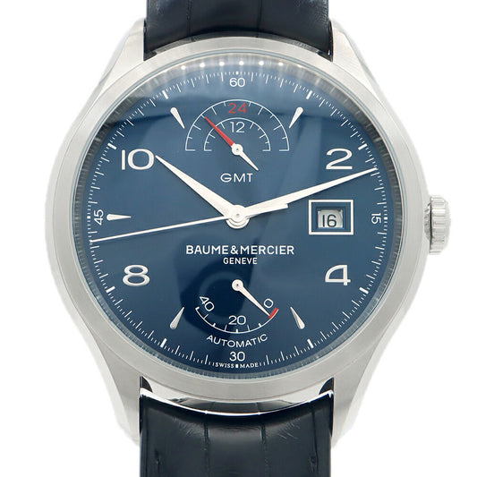 BAUME&MERCIER ボーム&メルシェ クリフトン GMT パワーリザーブ 65813 M0A10316 デイト 青 ブルー SS ステンレス 純正ベルト 純正尾錠 メンズ 自動巻き【6ヶ月保証】【腕時計】【中古】