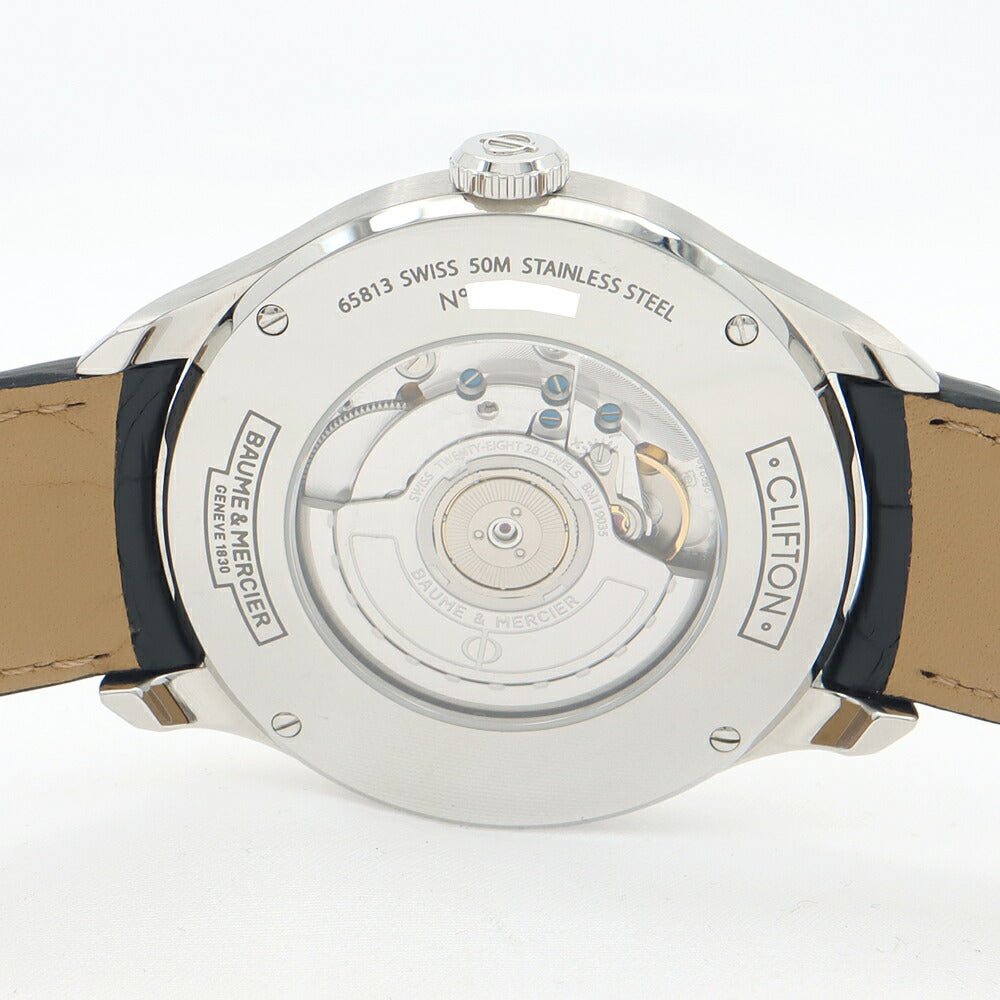 BAUME&MERCIER ボーム&メルシェ クリフトン GMT パワーリザーブ 65813 M0A10316 デイト 青 ブルー SS ステンレス 純正ベルト 純正尾錠 メンズ 自動巻き【6ヶ月保証】【腕時計】【中古】