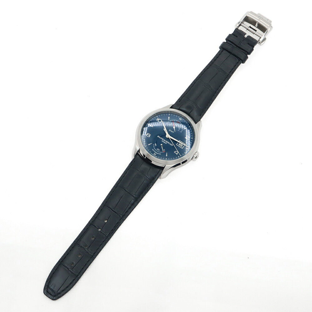 BAUME&MERCIER ボーム&メルシェ クリフトン GMT パワーリザーブ 65813 M0A10316 デイト 青 ブルー SS ステンレス 純正ベルト 純正尾錠 メンズ 自動巻き【6ヶ月保証】【腕時計】【中古】