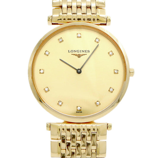 電池交換済 LONGINES ロンジン ラ グラン クラシック ドゥ ロンジン L4.709.2 ダイヤモンド 12Pダイヤ ゴールド YGP イエローゴールド SS ステンレス メンズ ボーイズ レディース クォーツ【6ヶ月保証】【腕時計】【中古】