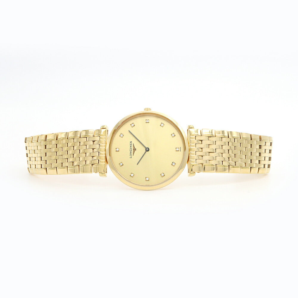 電池交換済 LONGINES ロンジン ラ グラン クラシック ドゥ ロンジン L4.709.2 ダイヤモンド 12Pダイヤ ゴールド YGP イエローゴールド SS ステンレス メンズ ボーイズ レディース クォーツ【6ヶ月保証】【腕時計】【中古】