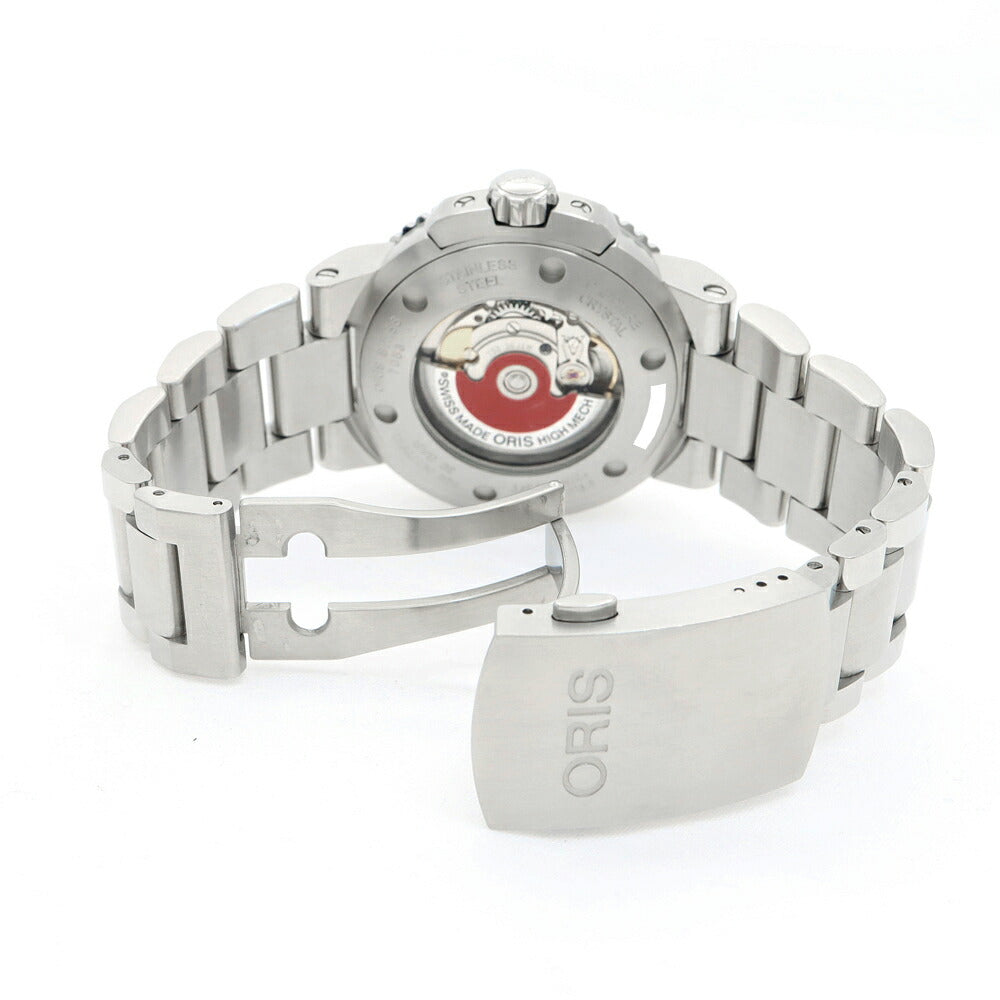 ORIS オリス アクイス デイト 7653 裏スケ 300m防水 黒 ブラック SS ステンレス CE セラミック メンズ 自動巻き【6ヶ月保証】【腕時計】【中古】