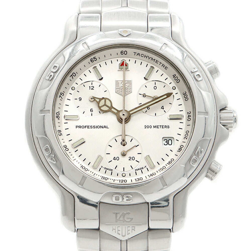 電池交換済 TAG Heuer タグホイヤー 6000シリーズ クロノグラフ CH1110-0 デイト 200m防水 シルバー SS ステンレス メンズ クォーツ【6ヶ月保証】【腕時計】【中古】