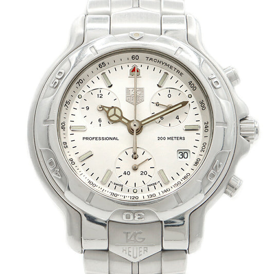 電池交換済 TAG Heuer タグホイヤー 6000シリーズ クロノグラフ CH1110-0 デイト 200m防水 シルバー SS ステンレス メンズ クォーツ【6ヶ月保証】【腕時計】【中古】