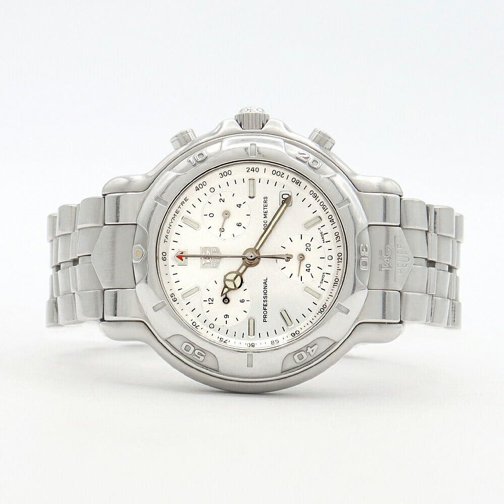 電池交換済 TAG Heuer タグホイヤー 6000シリーズ クロノグラフ CH1110-0 デイト 200m防水 シルバー SS ステンレス メンズ クォーツ【6ヶ月保証】【腕時計】【中古】