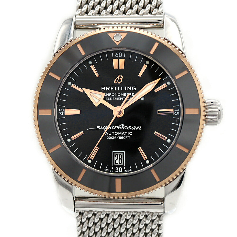 BREITLING ブライトリング スーパーオーシャン ヘリテージII B20 UB2010 デイト 200m防水 黒 ブラック SS ステンレス K18RG レッドゴールド コンビ CE セラミック メンズ 自動巻き【6ヶ月保証】【腕時計】【中古】