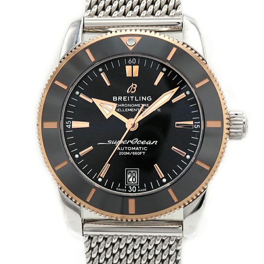 BREITLING ブライトリング スーパーオーシャン ヘリテージII B20 UB2010 デイト 200m防水 黒 ブラック SS ステンレス K18RG レッドゴールド コンビ CE セラミック メンズ 自動巻き【6ヶ月保証】【腕時計】【中古】