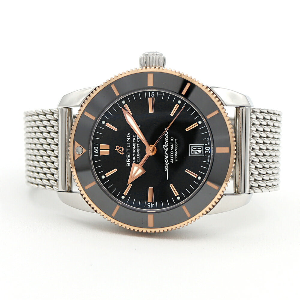 BREITLING ブライトリング スーパーオーシャン ヘリテージII B20 UB2010 デイト 200m防水 黒 ブラック SS ステンレス K18RG レッドゴールド コンビ CE セラミック メンズ 自動巻き【6ヶ月保証】【腕時計】【中古】