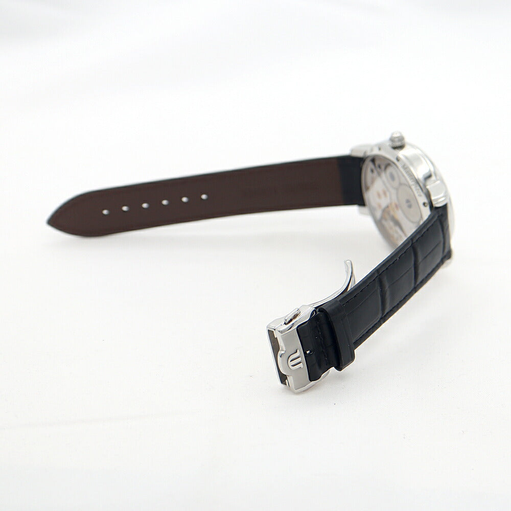 内部点検済 MAURICE LACROIX モーリスラクロア マスターピース カランドリエ レトログラード MP7068 デイト 30m防水 裏スケ 白 ホワイト SS ステンレス 純正尾錠 メンズ 手巻き【6ヶ月保証】【腕時計】【中古】