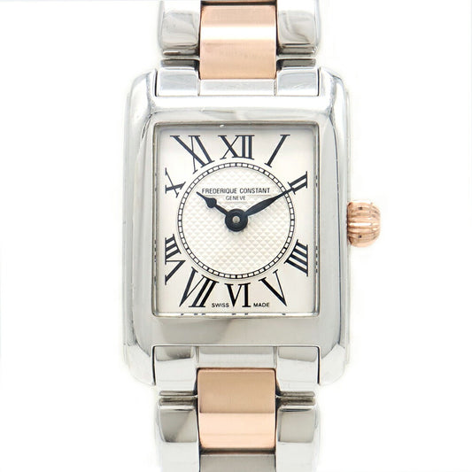 電池交換済 FREDERIQUE CONSTANT フレデリックコンスタント クラシック カレ FC-200X1C12/4/6 シルバー SS ステンレス PGP ピンクゴールド コンビ レディース クォーツ【6ヶ月保証】【腕時計】【中古】