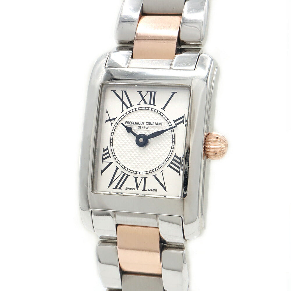 電池交換済 FREDERIQUE CONSTANT フレデリックコンスタント クラシック カレ FC-200X1C12/4/6 シルバー SS ステンレス PGP ピンクゴールド コンビ レディース クォーツ【6ヶ月保証】【腕時計】【中古】