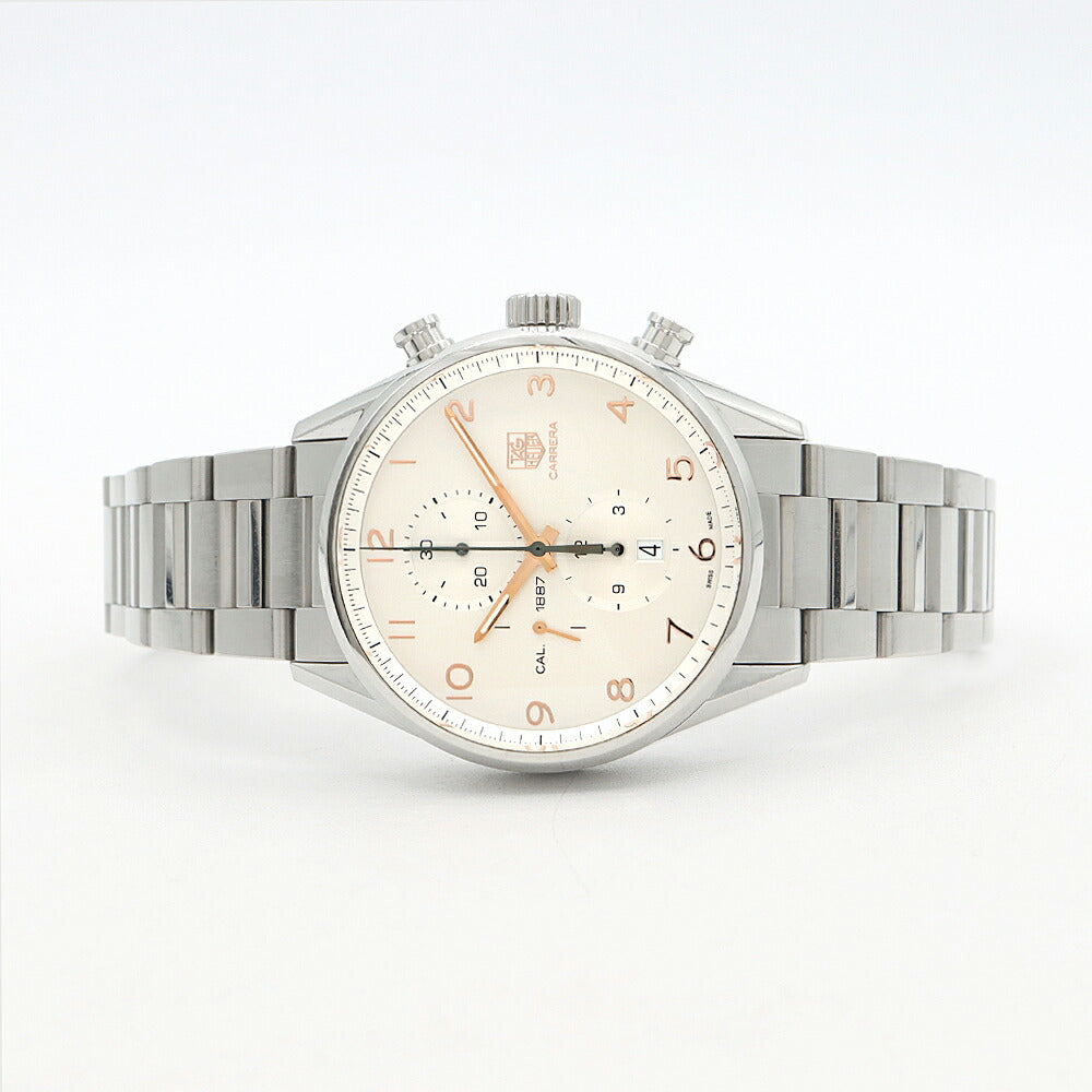 TAG Heuer タグホイヤー カレラ キャリバー1887 クロノグラフ CAR2012 デイト 100m防水 裏スケ シルバー SS ステンレス メンズ 自動巻き【6ヶ月保証】【腕時計】【中古】