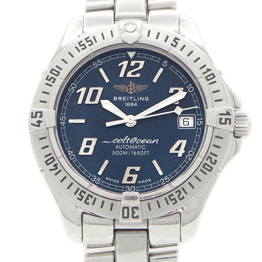 BREITLING ブライトリング コルトオーシャン A17350 デイト 500m防水 青 ブルー SS ステンレス メンズ 自動巻き【6ヶ月保証】【腕時計】【中古】