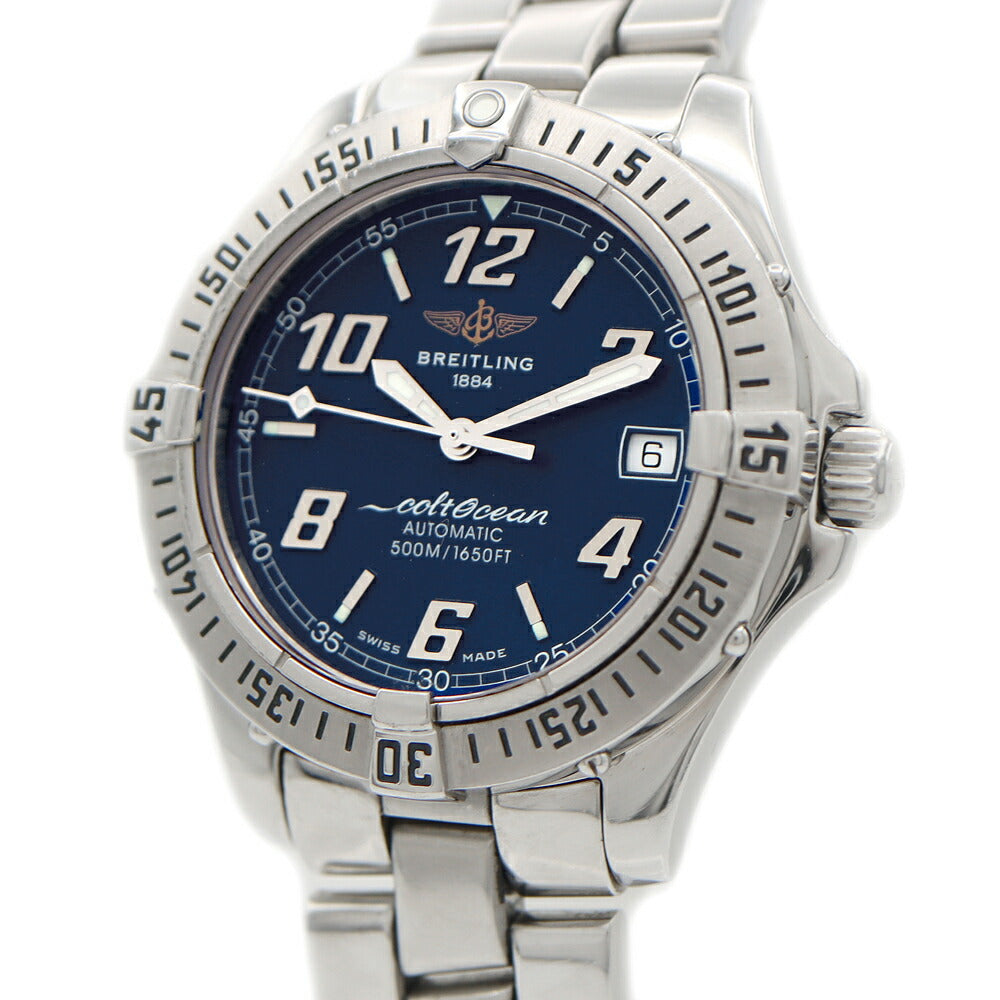 BREITLING ブライトリング コルトオーシャン A17350 デイト 500m防水 青 ブルー SS ステンレス メンズ 自動巻き【6ヶ月保証】【腕時計】【中古】
