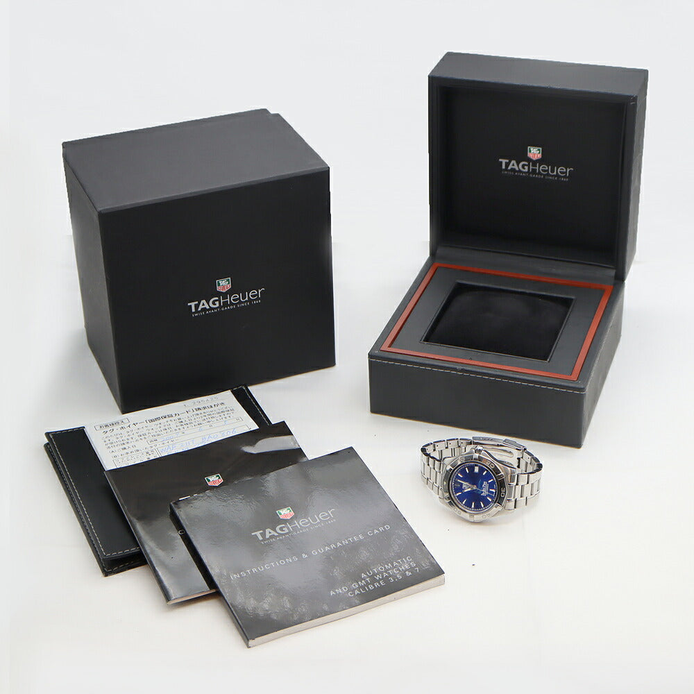 TAG Heuer タグホイヤー アクアレーサー ニューカレドニア イルデパン 日本800本限定 WAF211T デイト 300m防水 青 ブルー SS ステンレス メンズ 自動巻き【6ヶ月保証】【腕時計】【中古】