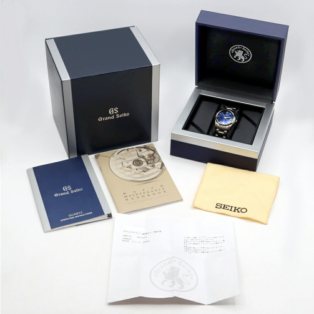 電池交換済 SEIKO セイコー GS グランドセイコー ヘリテージコレクション 9F62-0AB0 SBGX265 デイト 100m防水 ブルー SS ステンレス メンズ クォーツ【6ヶ月保証】【腕時計】【中古】