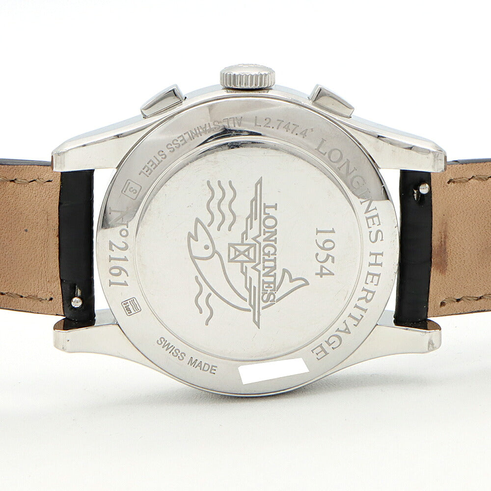 LONGINES ロンジン ヘリテージ 1954 クロノグラフ L2.747.4 デイデイト 50m防水 シルバー SS ステンレス 純正尾錠 メンズ 自動巻き【6ヶ月保証】【腕時計】【中古】