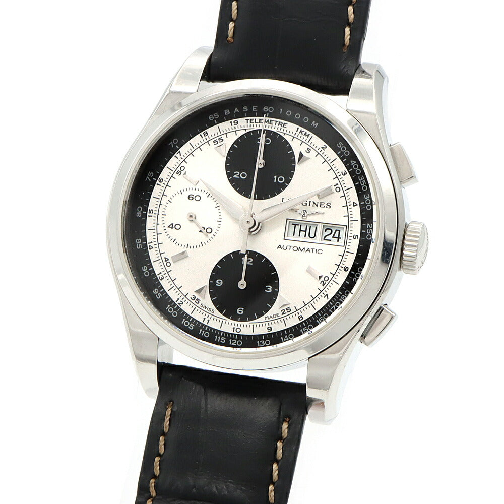 LONGINES ロンジン ヘリテージ 1954 クロノグラフ L2.747.4 デイデイト 50m防水 シルバー SS ステンレス 純正尾錠 メンズ 自動巻き【6ヶ月保証】【腕時計】【中古】
